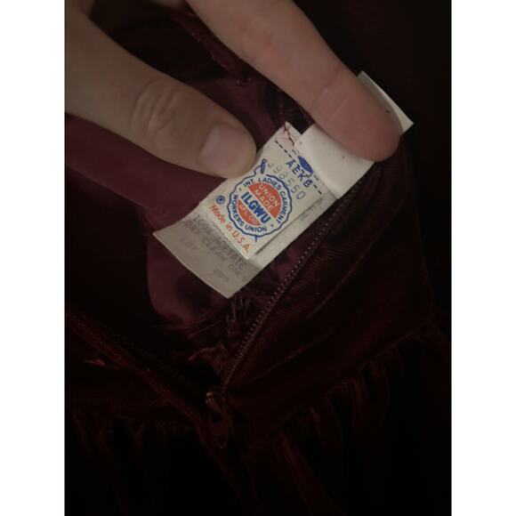 Vintage Velvet Union Made Burgundy Low Back Evening/Prom Cocktail Dress Size 6 - Picture 7 of 8